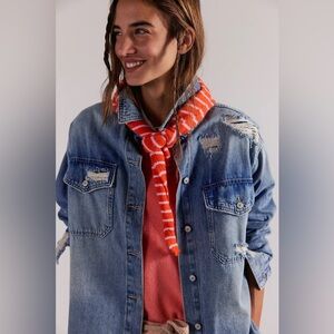 NWT Free People Essential Triangle Striped Scarf Malibu Fall